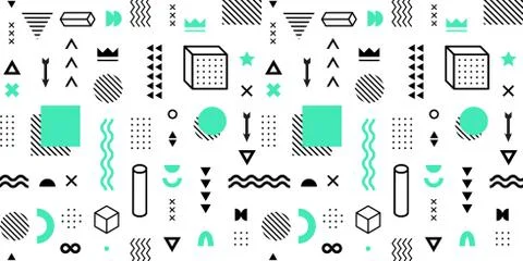 Seamless pattern with vector geometric shapes. Trendy graphic elements. Stock Illustration
