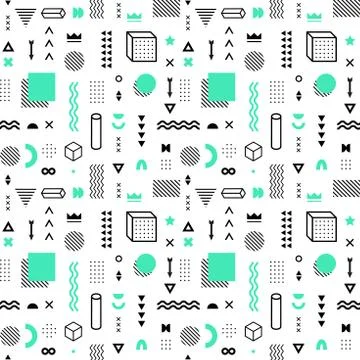 Seamless pattern with vector geometric shapes. Trendy graphic elements. Stock Illustration