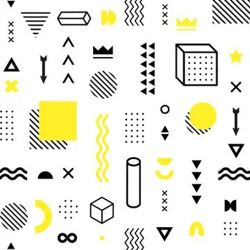 Seamless pattern with vector geometric shapes. Trendy graphic elements. Stock Illustration