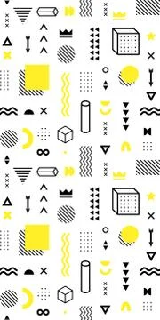 Seamless pattern with vector geometric shapes. Trendy graphic elements. Stock Illustration