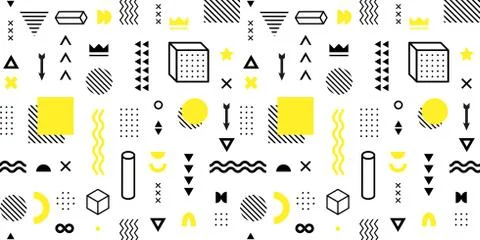 Seamless pattern with vector geometric shapes. Trendy graphic elements. Stock Illustration