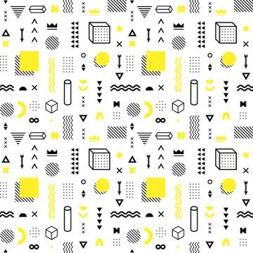 Seamless pattern with vector geometric shapes. Trendy graphic elements. Stock Illustration