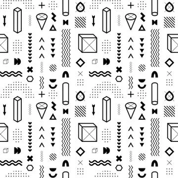 Seamless pattern with vector geometric shapes. Trendy graphic elements. Stock Illustration