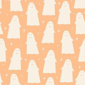Seamless pattern vector Halloween ghost illustration. Stock Illustration