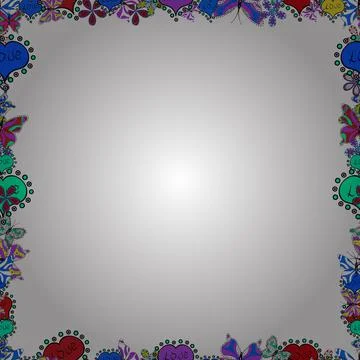 Seamless pattern. Vector. Hand drawn vector border frame doodles. Illustrazione stock