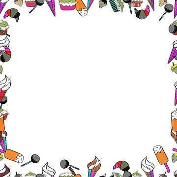 Seamless pattern. Vector. Hand drawn vector border frame doodles. Illustrazione stock