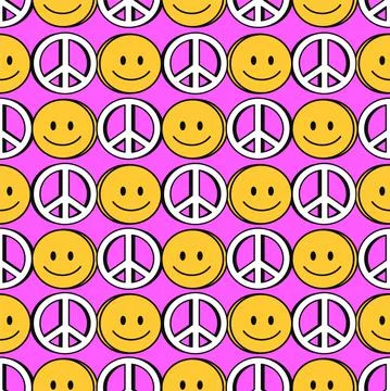 Seamless pattern. Vector hand drawn doodle 90s style cartoon character Illustrazione stock