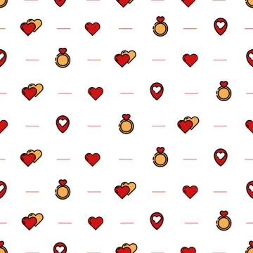 Seamless pattern with vector icons on the theme of "Valentine's Day". Stock Illustration