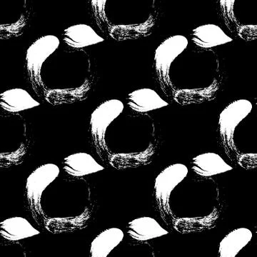 Seamless pattern vector illustration of abstract white shapes on a black Stock Illustration