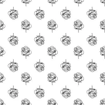 Seamless pattern vector Illustration of beautiful rose, drawing spring flower 스톡 일러스트