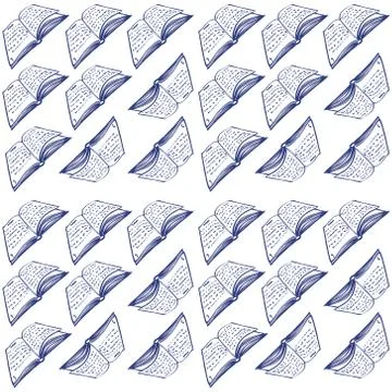 Seamless pattern of a vector illustration of books on a white background. school Stock Illustration