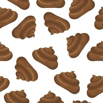 Seamless pattern. Vector illustration of brown poop. A pile of dog poop in a Stock Illustration
