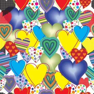 Seamless pattern vector illustration colorful heart different co Stock Illustration