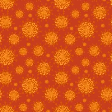 A seamless pattern. Vector illustration - coronavirus molecule under magnific Stock Illustration