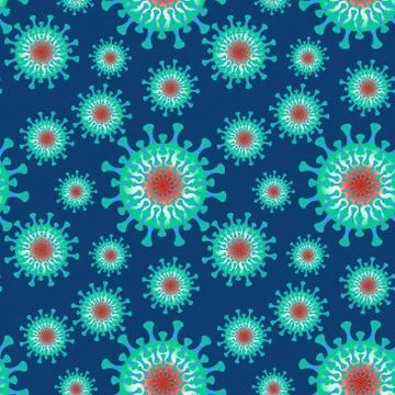 A seamless pattern. Vector illustration - coronavirus molecule under magnific 스톡 일러스트