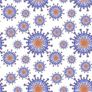 A seamless pattern. Vector illustration - coronavirus molecule under Illustrazione stock