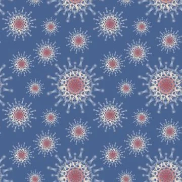 A seamless pattern. Vector illustration - coronavirus molecule under Stock Illustration
