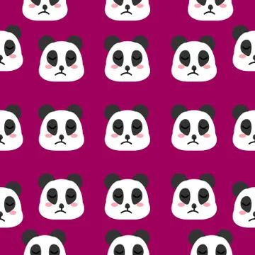 Seamless pattern vector illustration cute face panda Stock Illustration
