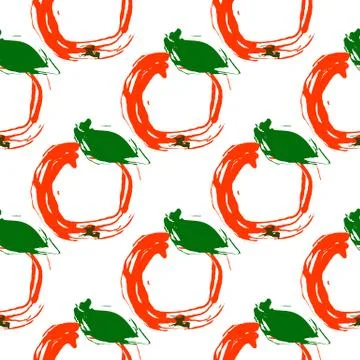 Seamless pattern vector illustration red apple on white Stock Illustration