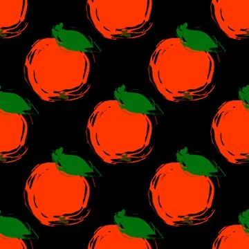 Seamless pattern vector illustration red apple on black Stock Illustration