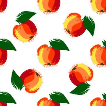Seamless pattern vector illustration red apple on white Stock Illustration