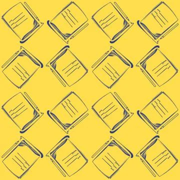 Seamless pattern of vector illustration of a school notebook with a pen on a Stock Illustration