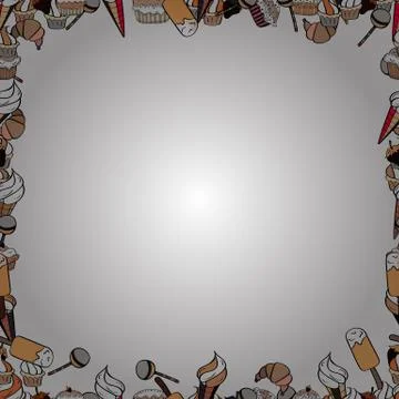 Seamless pattern. Vector illustration. Square frames doodles. Illustration in bl Stock Illustration