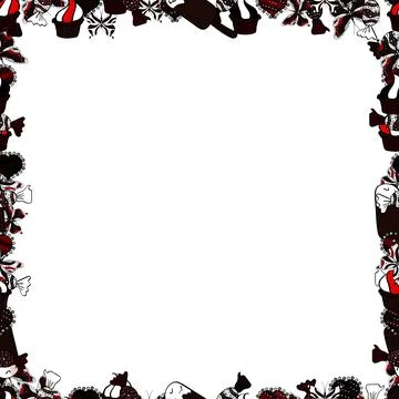 Seamless pattern. Vector illustration. Square frames doodles. Illustration in bl Stock Illustration