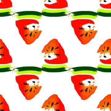 Seamless pattern vector illustration watermelon on white Stock Illustration