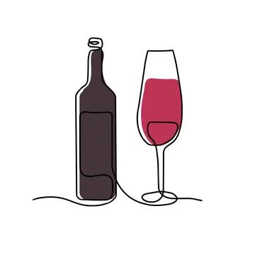 Seamless pattern. Vector illustration of a wine bottle and a glass. Drawing in Stock Illustration