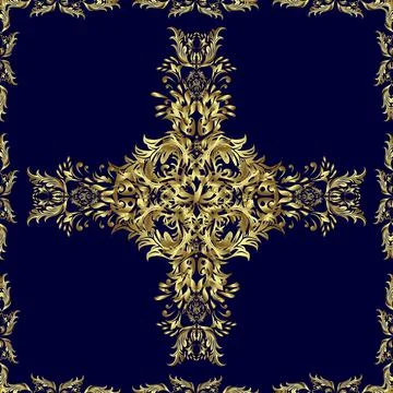 Seamless pattern. Vector. Lined tiled motif over colored background with curls s Stock Illustration