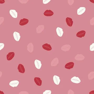 Seamless pattern with vector lips on pink background.Design for wrapping paper. Stock Illustration