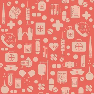 Seamless pattern with vector medical Icons Stock Illustration