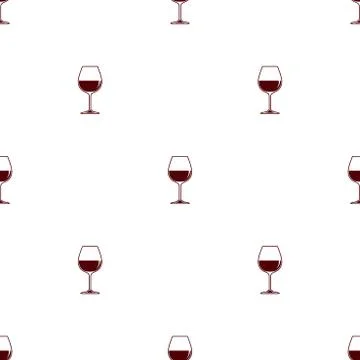 Seamless pattern vector minimalist background with wineglass red wine Stock Illustration