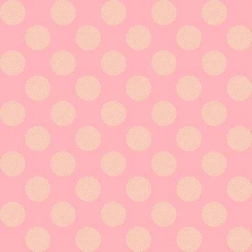Seamless pattern vector with orange polka dots on pink pastel color backgroun Stock Illustration