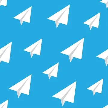 Seamless pattern with vector paper airplane. Stock Illustration