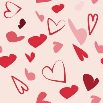 Seamless pattern vector, red and pink hearts wallpaper Valentines day decoration 스톡 일러스트