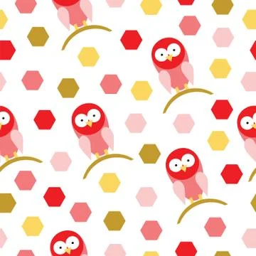 Seamless pattern vector with red birds cartoon Stock Illustration