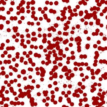 Seamless pattern vector red drops of human blood on a white background. Stock Illustration