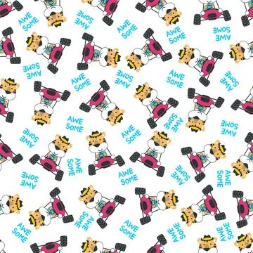 Seamless pattern vector of off road car with animal driver. Stock Illustration