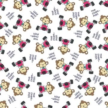 Seamless pattern vector of off road car with animal driver. Stock Illustration