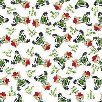 Seamless pattern vector of off road car with animal driver. イラスト素材