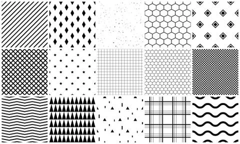 Seamless pattern vector set of geometric textures. Stock Illustration