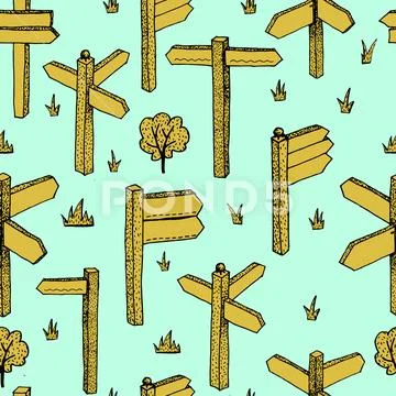 Seamless pattern with vector sign boards Stock Illustration