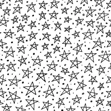 Seamless pattern with vector small doodle stars. Stock Illustration