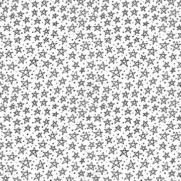 Seamless pattern with vector small doodle stars. Stock Illustration