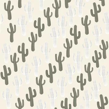 Seamless pattern vector summer cactus on desert Stock Illustration