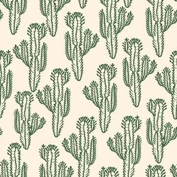 Seamless pattern vector summer cactus on desert for fashion fabric. Stock Illustration