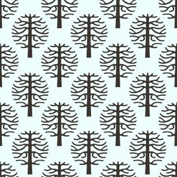 Seamless pattern with vector tree silhouette Stock Illustration