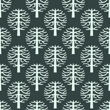 Seamless pattern with vector tree silhouette Stock Illustration